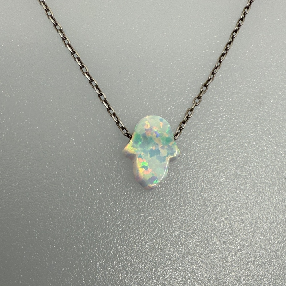 925 sterling silver Opal Necklace in Silver